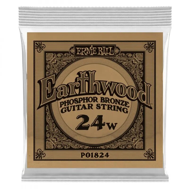 Струна для акустической гитары Ernie Ball P01824 Earthwood, фосфорная бронза, калибр 24, Ernie Ball (Эрни Бол)