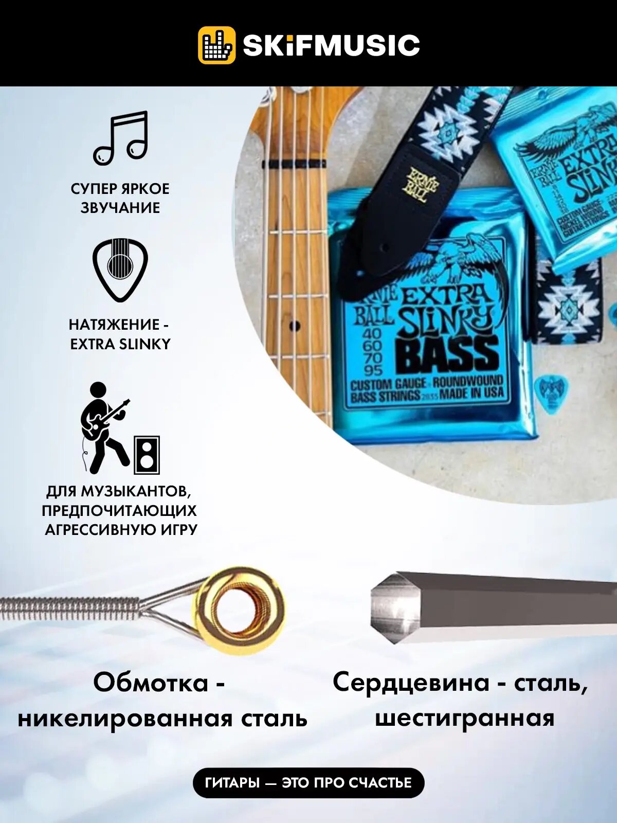 Струны для бас-гитары Ernie Ball 2835 40-95 — фото 1