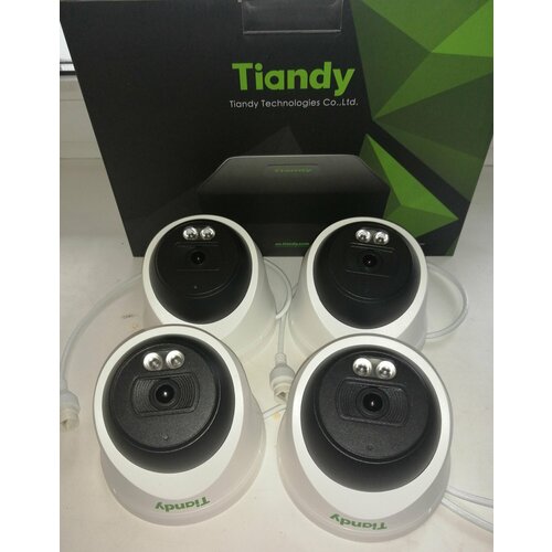 Комплект IP видеонаблюдения 4 купольные камеры с микрофоном Tiandy