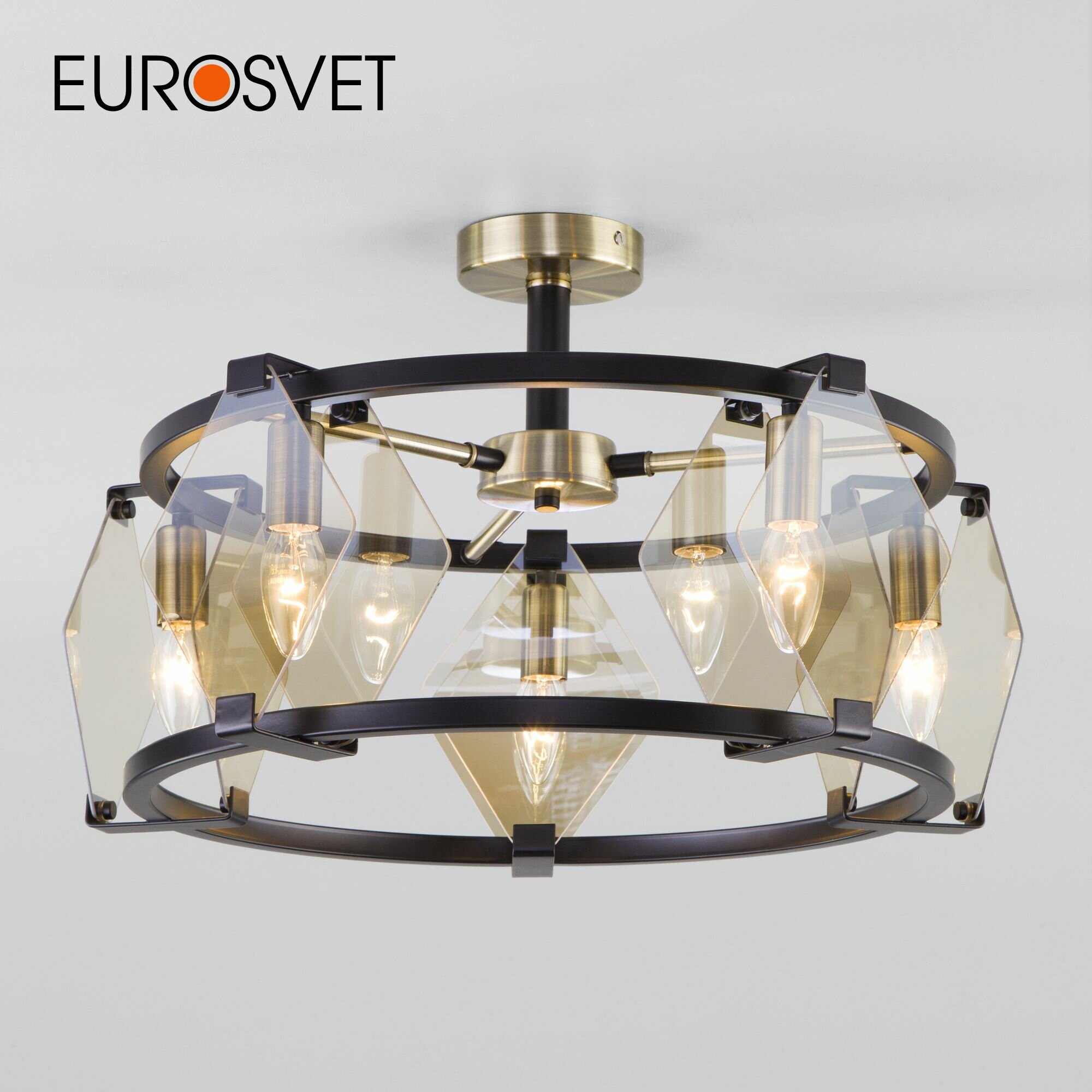 Светильник потолочный Eurosvet , 5 ламп, 18 м², цвет черный - фото №1