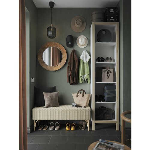 Открытый белый шкаф на ножках с полками 500*340*2250(ш*г*в)