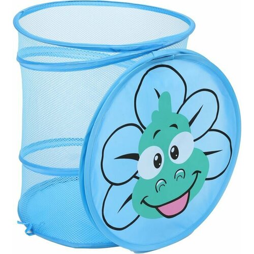 Складная корзина-органайзер для хранения ящик для игрушек и белья с крышкой 51 литр синяя 499₽