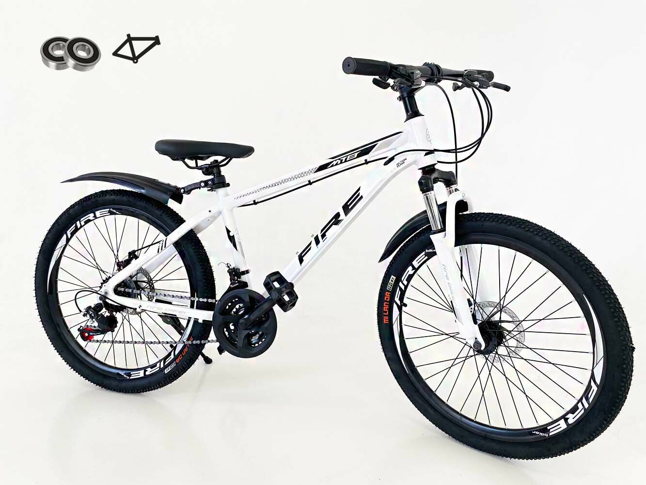фото Велосипед горный подростковый 24 FIRE 2024/алюминиевая рама/рост 140-160/велосипед мужской, женский, подростковый/с амортизацией/черный