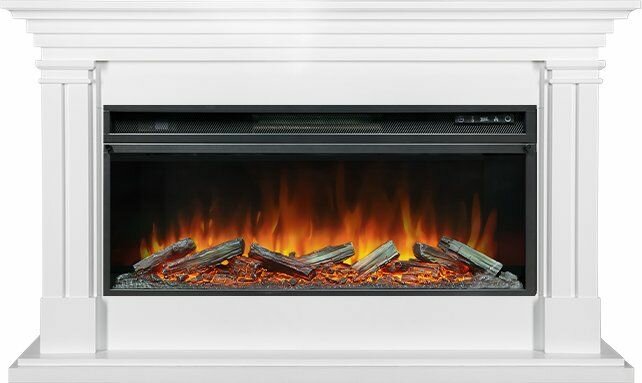 Каминокомплект Lyon - Белый ( Ширина 1440 мм) с очагом Vision 42 LOG LED