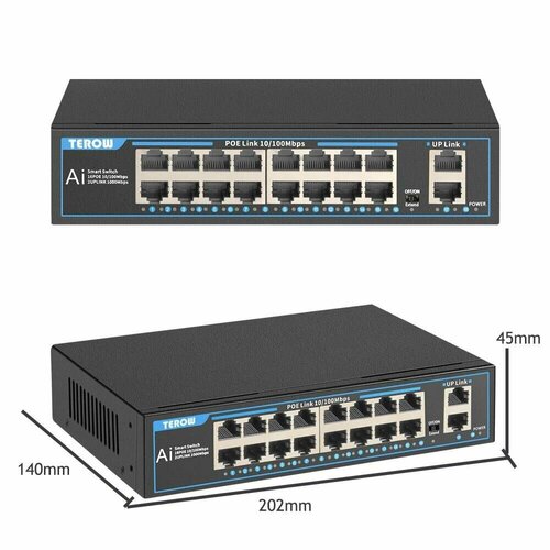 PoE Коммутатор ART-316 16 PoE100M2 GigabitUpLink 250Вт 8900₽