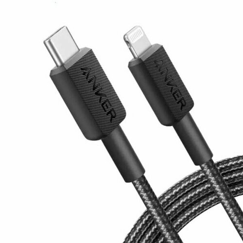 Сверхпрочный нейлоновый кабель Anker 322 USB-C to Lightning Cable Braided 0.9 метра черный