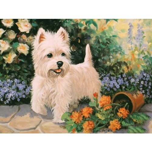 Набор для вышивания Вест-хайленд-уайт-терьер Вышивание крестиком Набор для творчества Размер 40х50 см 800₽