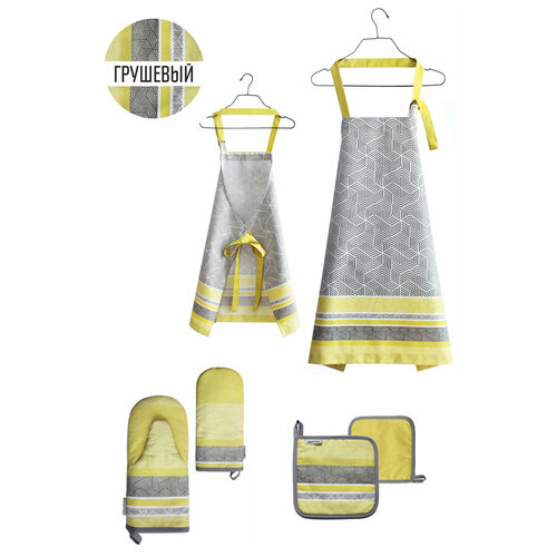 Комплект кухонный фартукрукавицаприхватка текстиль с принтом хлопокпэ 3 предмета 51064 825₽
