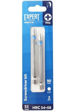 Бита для шуруповерта магнитная, STARTUL Expert, SE8522-90, PH2, 90 мм, 2 штуки — фото 1