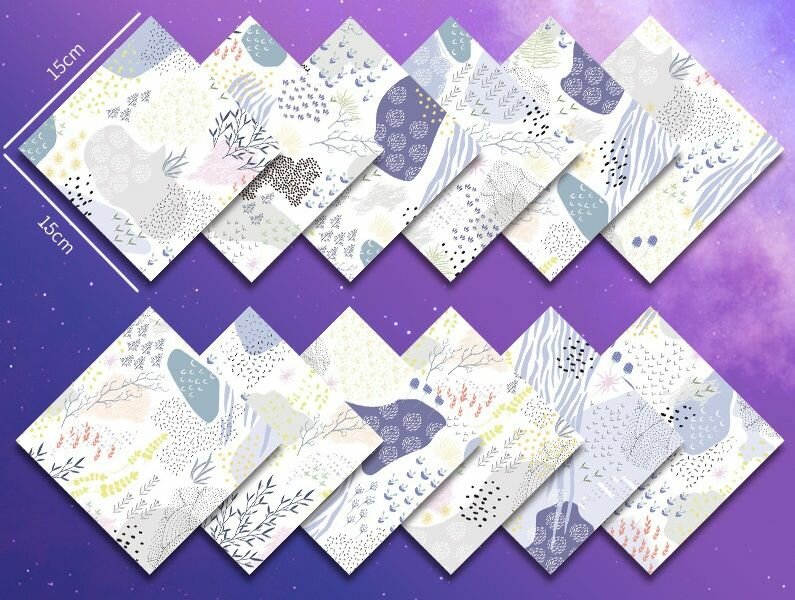 Бумага цветная для оригами с принтом 15*15 - 50 листов для творчества и поделок