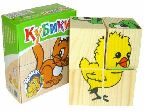 Кубики "Животные" 4 кубика Томик