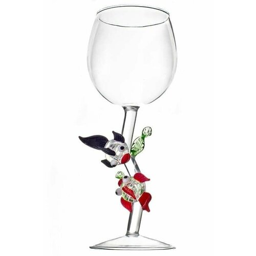 Бокал для вина из стекла ручной работы. Рыбы - богатство и процветание