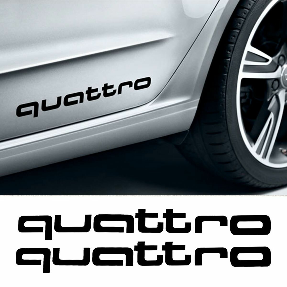 Наклейка на авто Quattro (Ауди Кватро) 2шт. Белый цвет (30х3.3см)