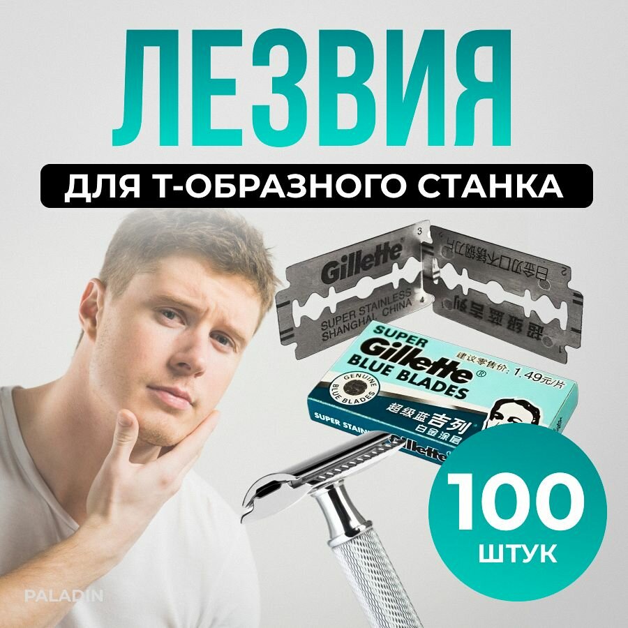 Лезвия для бритвы двусторонние классические для Тобразного станка 20 пачек 100 лезвий