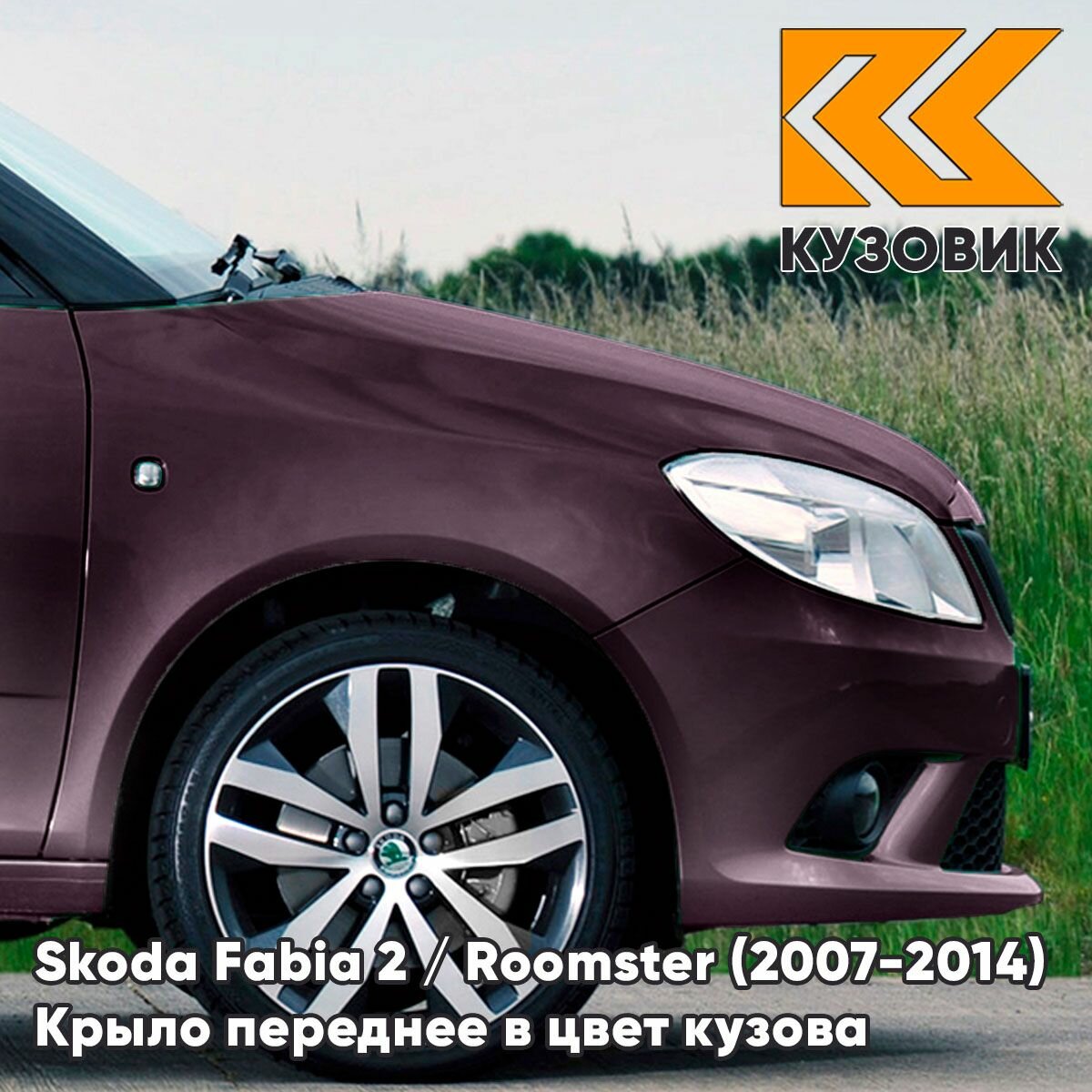 Крыло переднее правое в цвет для Шкода Фабия 2 / Румстер Skoda Fabia 2 / Roomster (2007-2014) LF4Z - FIALOVA SPACE - Фиолетовый