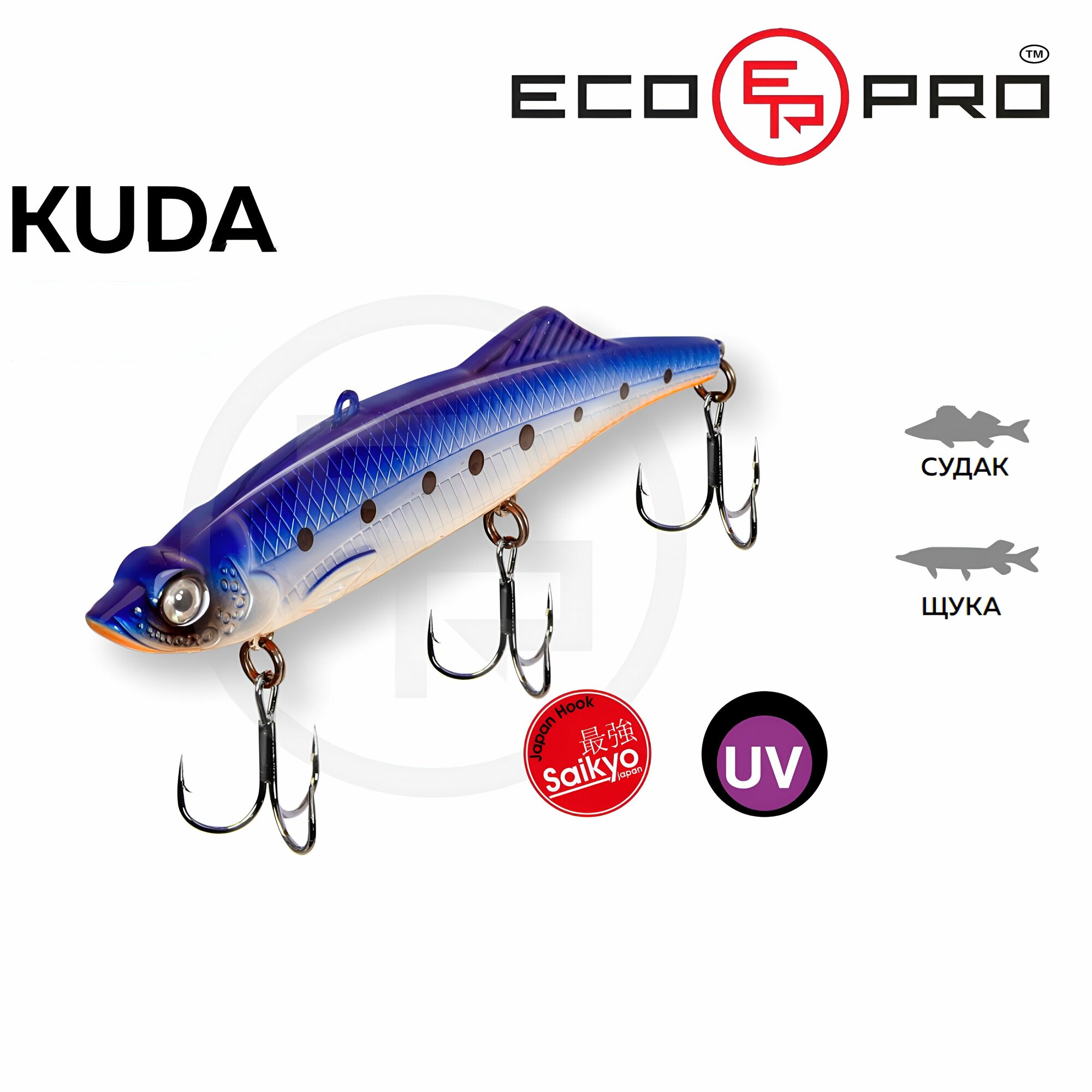 Виб на судака EcoPro Kuda 105 мм 35 гр 054 Broken Ice — фото 1