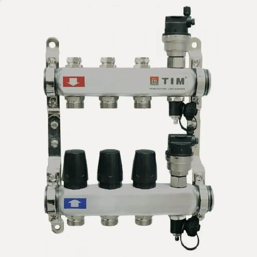 Изображение товара Коллекторная группа 1" - 3/4" евроконус 3 отвода, нержавеющая сталь