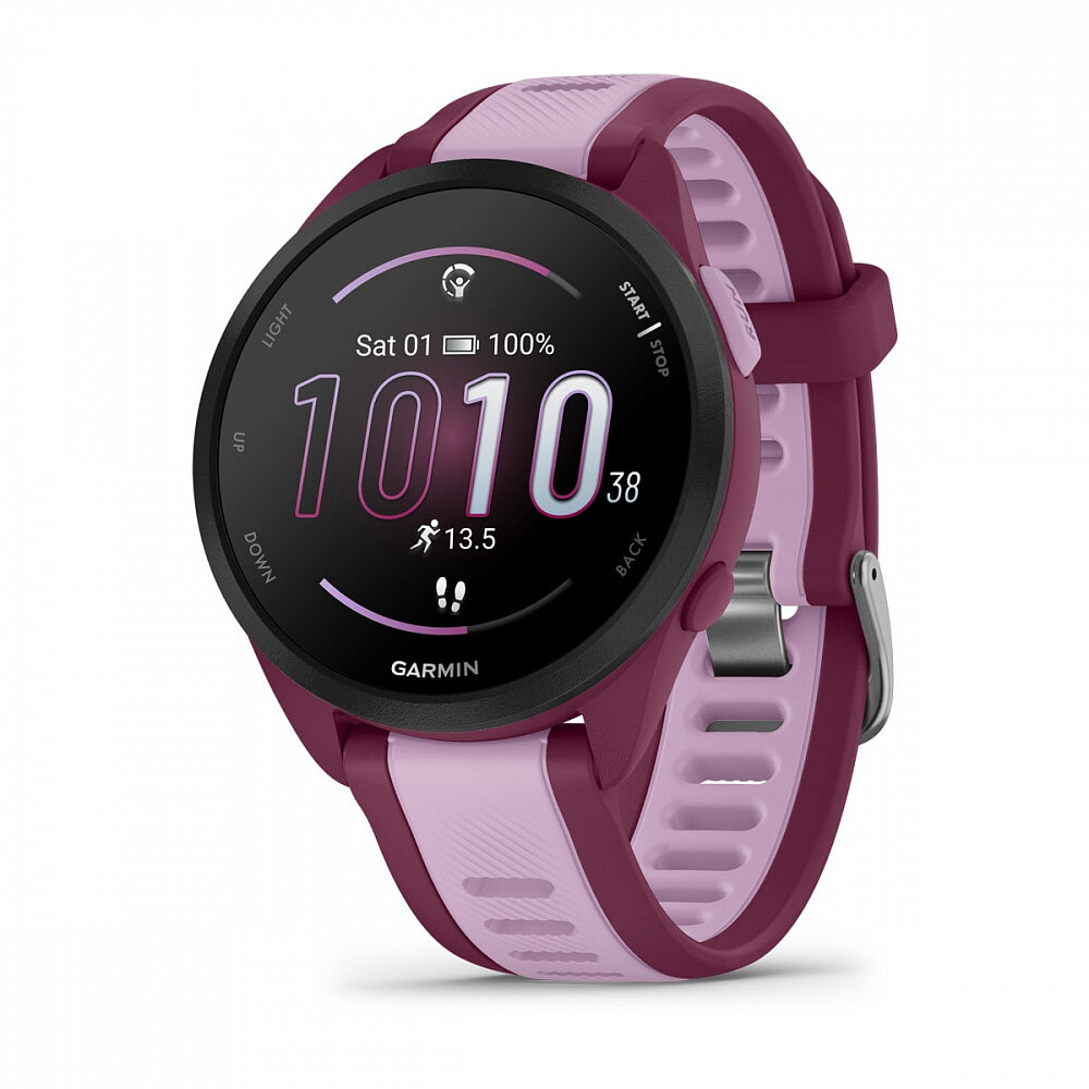 Смарт-часы Garmin FORERUNNER 165 Music лиловый c малиновым ремешком (010-02863-33)