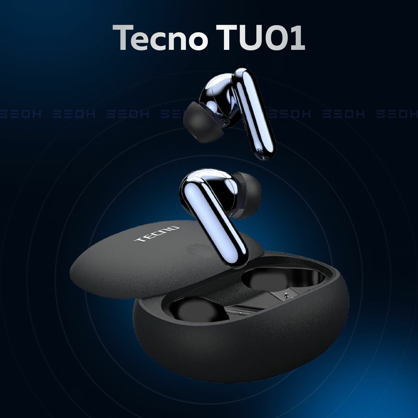 Беспроводные наушники Tecno TU01, серые, Bluetooth 5.2, TWS, шумоподавление