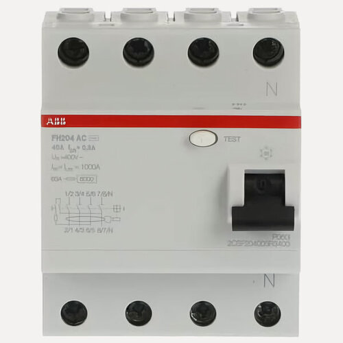 Изображение товара Узо ABB FH тип АС три полюса 40 A FH204 AC-40/0,03 2CSF204002R1400