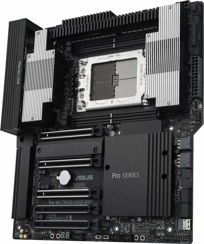 Материнская плата SSI CEB ASUS 90MB1FZ0-M0EAY0 (sTR5, AMD TRX50, 4*DDR5 (8000), 4*SATA 6G RAID, 3*M.2, 5*PCIE, 10Glan, 2.5Glan, - фото №3