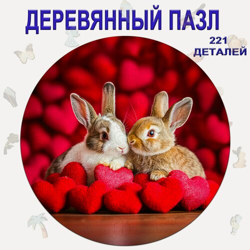 Изображение товара 597 Пазл Деревянный Любовь "Зайчики"