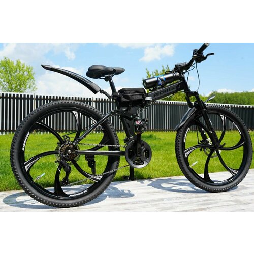 Велосипед Складной Рама 195 Двухподвесной RICHIESTO 26 Взрослый Подростковый Спортивный чёрный 29220₽