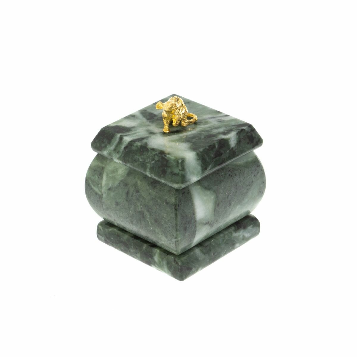 Шкатулка "Мышка" из шабровского змеевика 4,5х4,5х6 см 128811