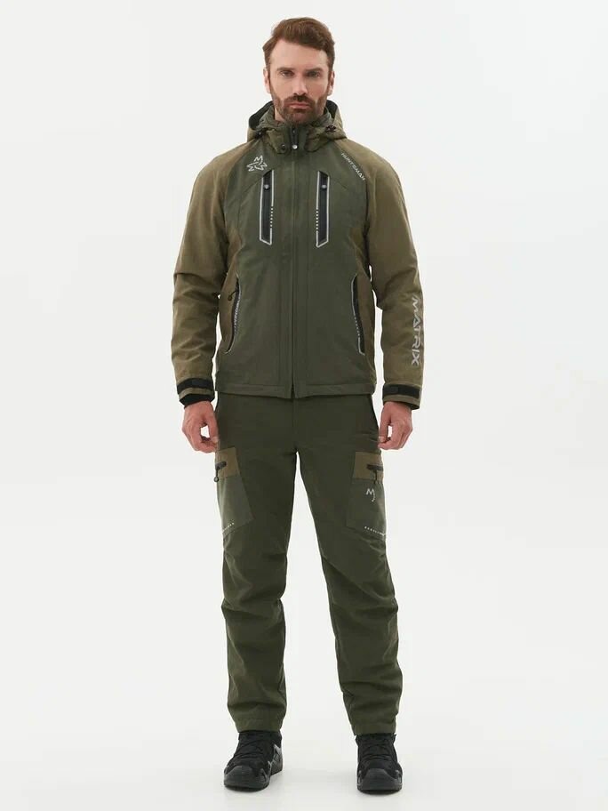 Костюм демисезонный флисовый мужской Huntsman Матрица ткань Исландия туристический для охоты и рыбалки флисовый комплект для спорта цвет Хаки (р.48-50/170-176)