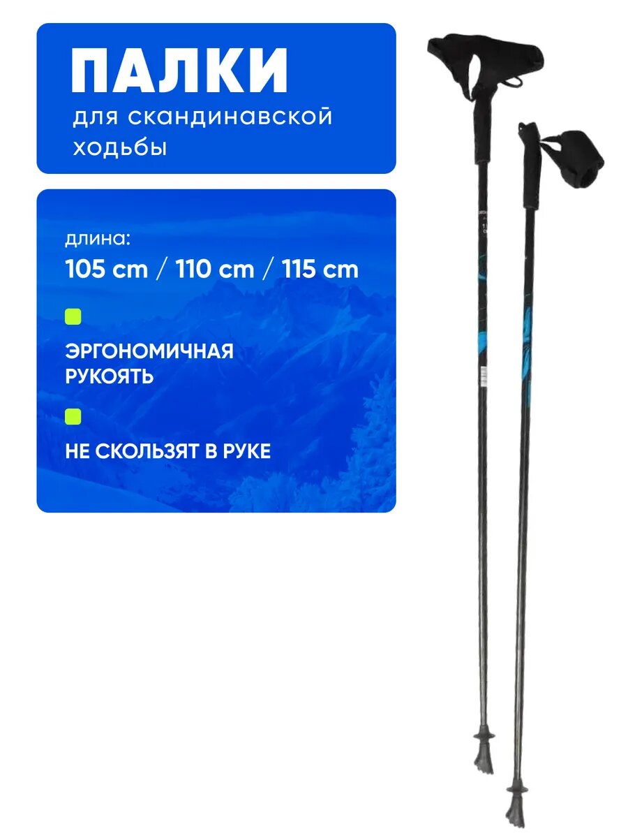 Палки для скандинавской ходьбы черно-синие Newfeel PW 100