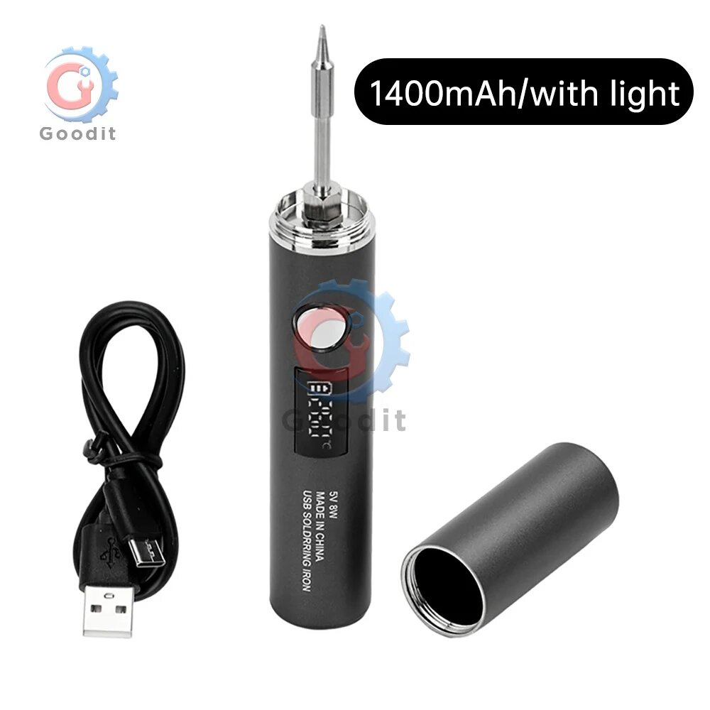 Aideepen Портативный электрический паяльник USB Type-C, 1400mAh With Light