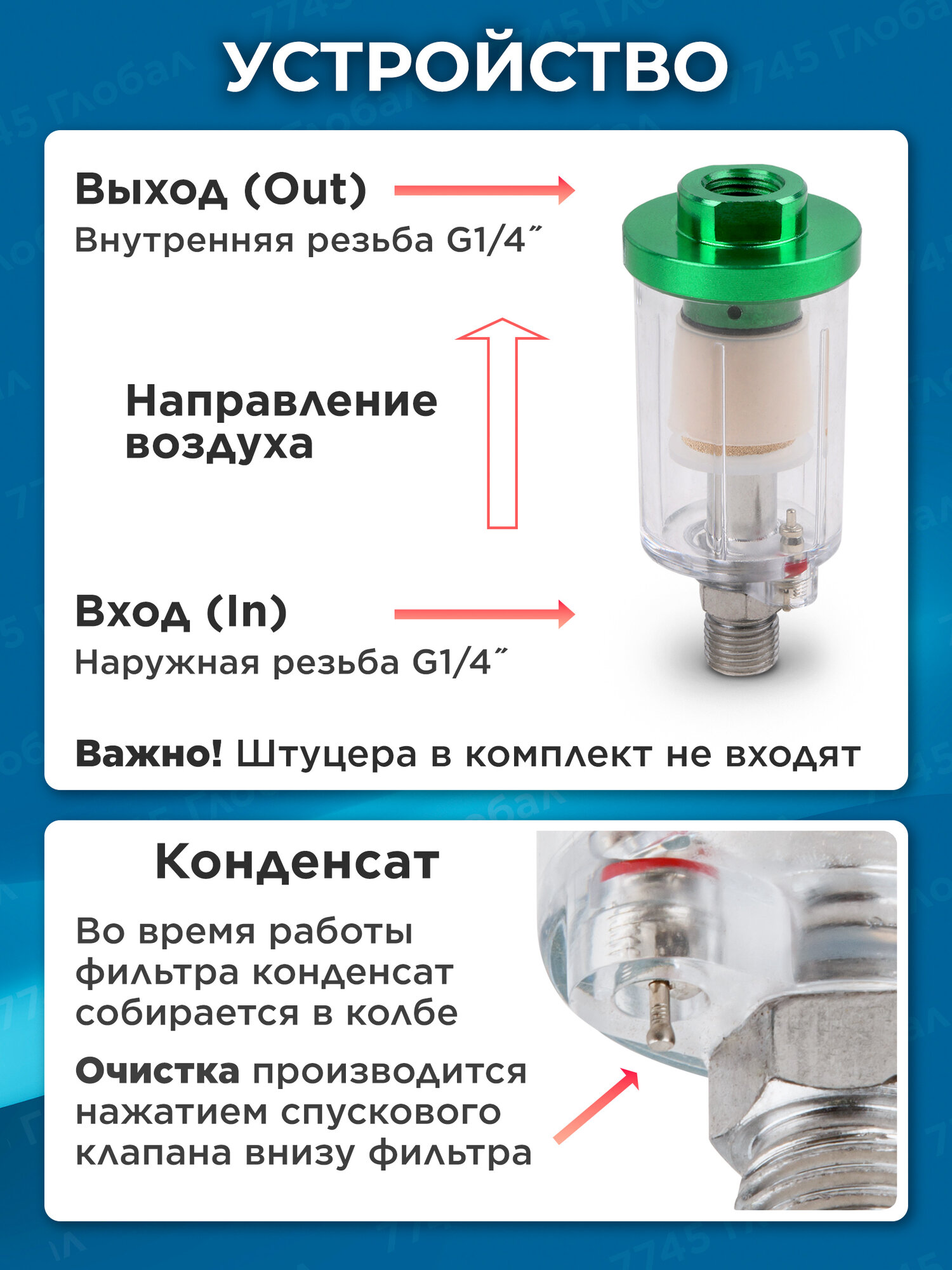 Фильтр воздушный для пневмоинструмента ECO минифильтр (AF-01B) — фото 1