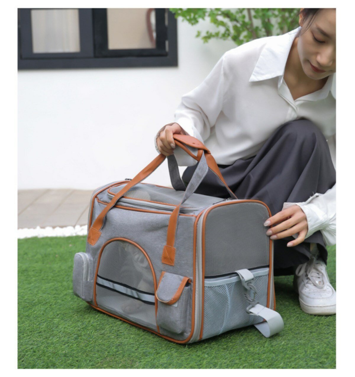 Сумка-переноска для кошек и собак, Bentfores (45 х 28 х 25 см, серый, 35188)