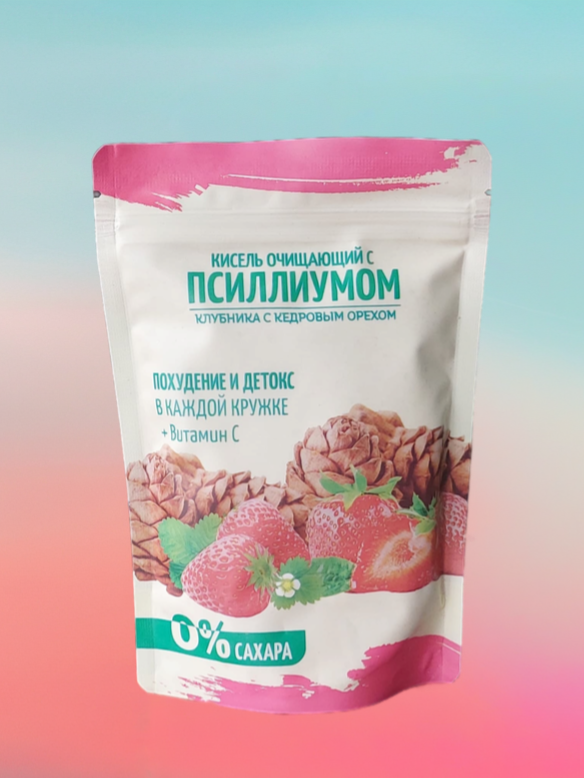 Кисель очищающий с псиллиумом "Клубника с кедровым орехом", 160гр. Алтайплод