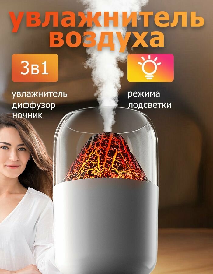 Увлажнитель воздуха, емкость 300 мл, домашний аромадиффузор, ночник.