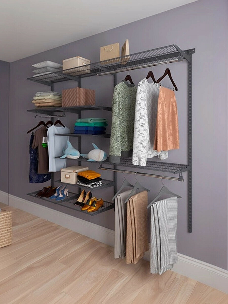 Гардеробная система универсальная модельная Практик Max G210 в цвете графит 2050x2250x450мм