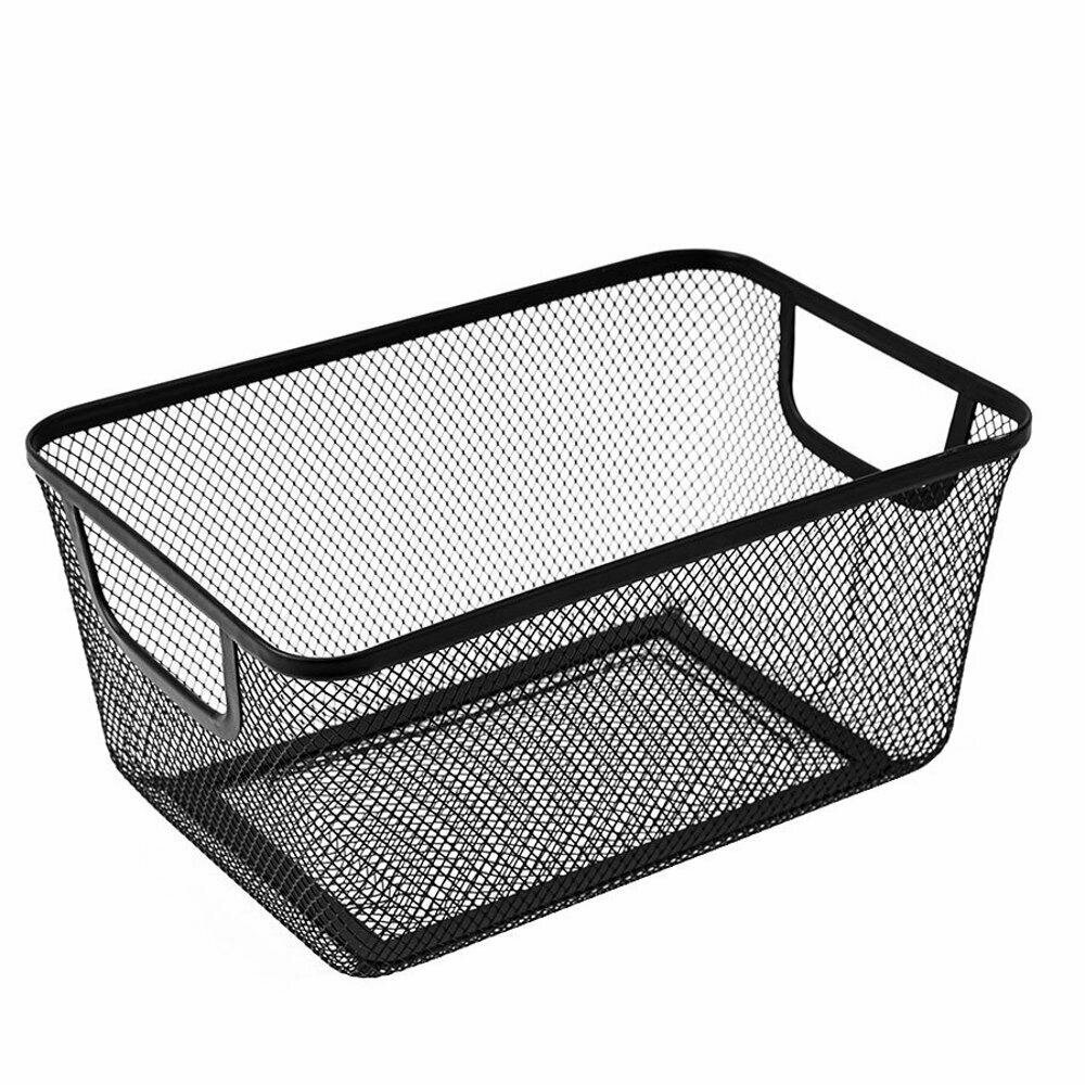 Корзина для хранения Уют мелкая сетка квадратная металл черный 9л