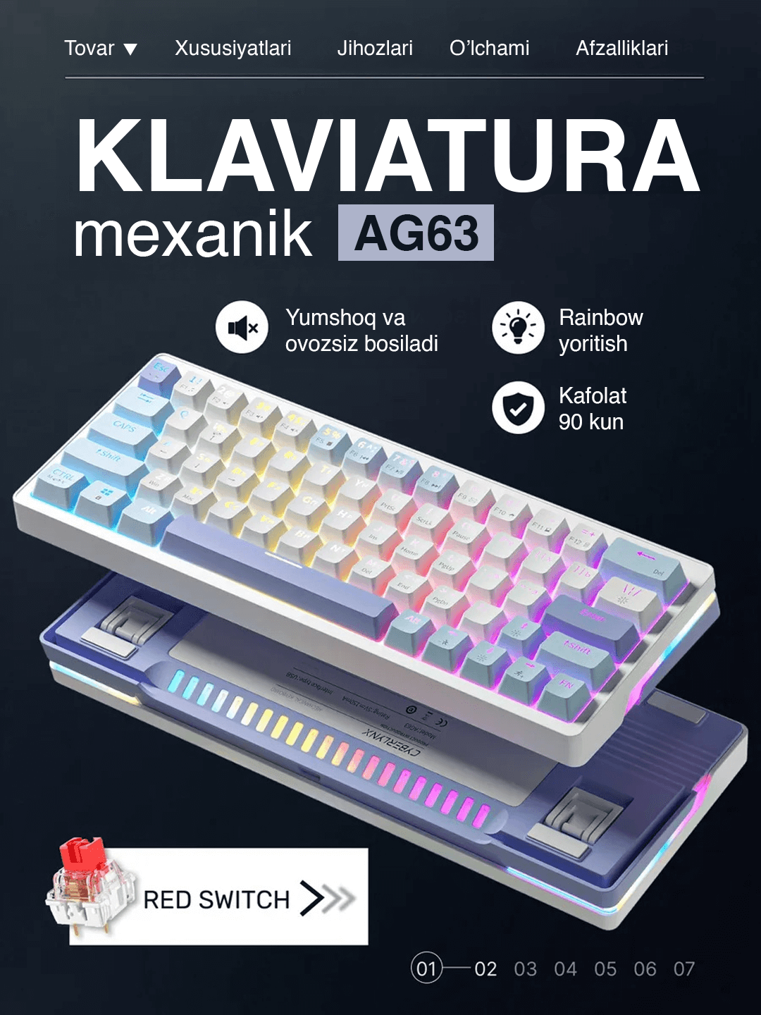 Клавиатура механическая с Rainbow подсветкой 60%, для геймеров, для всех