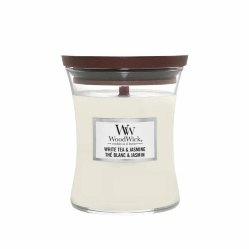 фото Ароматическая свеча woodwick "белый час и жасмин/white tea & jasmine", средняя