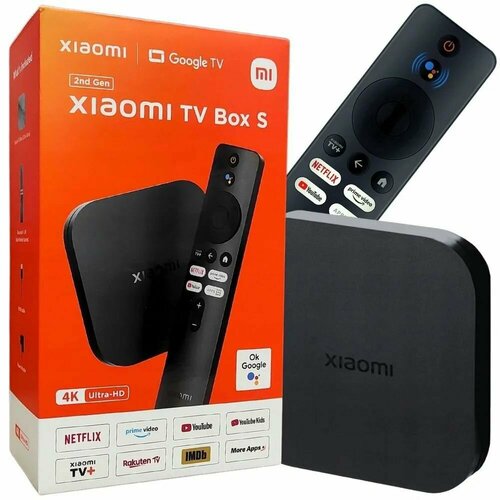 ТВ приставка Xiaomi Mi TV Box S 2 Gen 4K Ultra HD, Обновленная версия (Global) черный встроенный 2 4 ггц wifi smart tv box high difinition top box пульт дистанционного управления мини smart tv адаптер tv box пластиковый тв адаптер