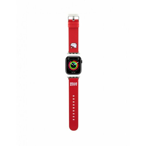 Ремешок Hello Kitty PU Grained leather 3D Rubber Kitty Head для Apple Watch 41/40/38 mm, цвет Красный (HKAWMPGKHR) красный