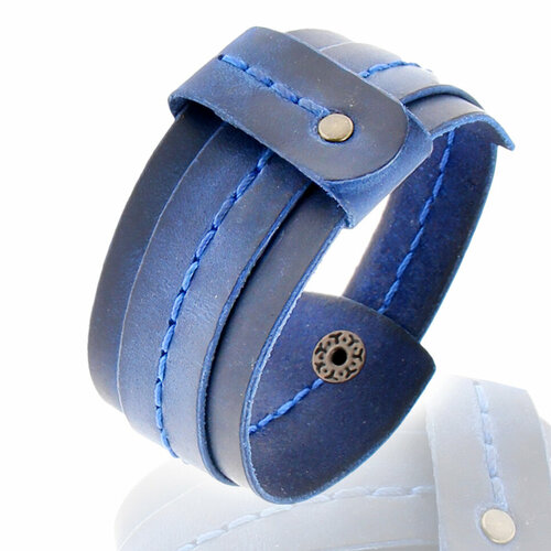 фото Браслет cosplaycity браслет из натуральной кожи винтажный синий, кожа, размер 18 см., размер m, синий