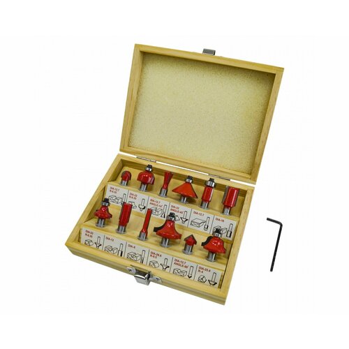 Набор фрез по дереву BRB12A 12 предметов 6 с подшипником деревянная коробка 2180₽