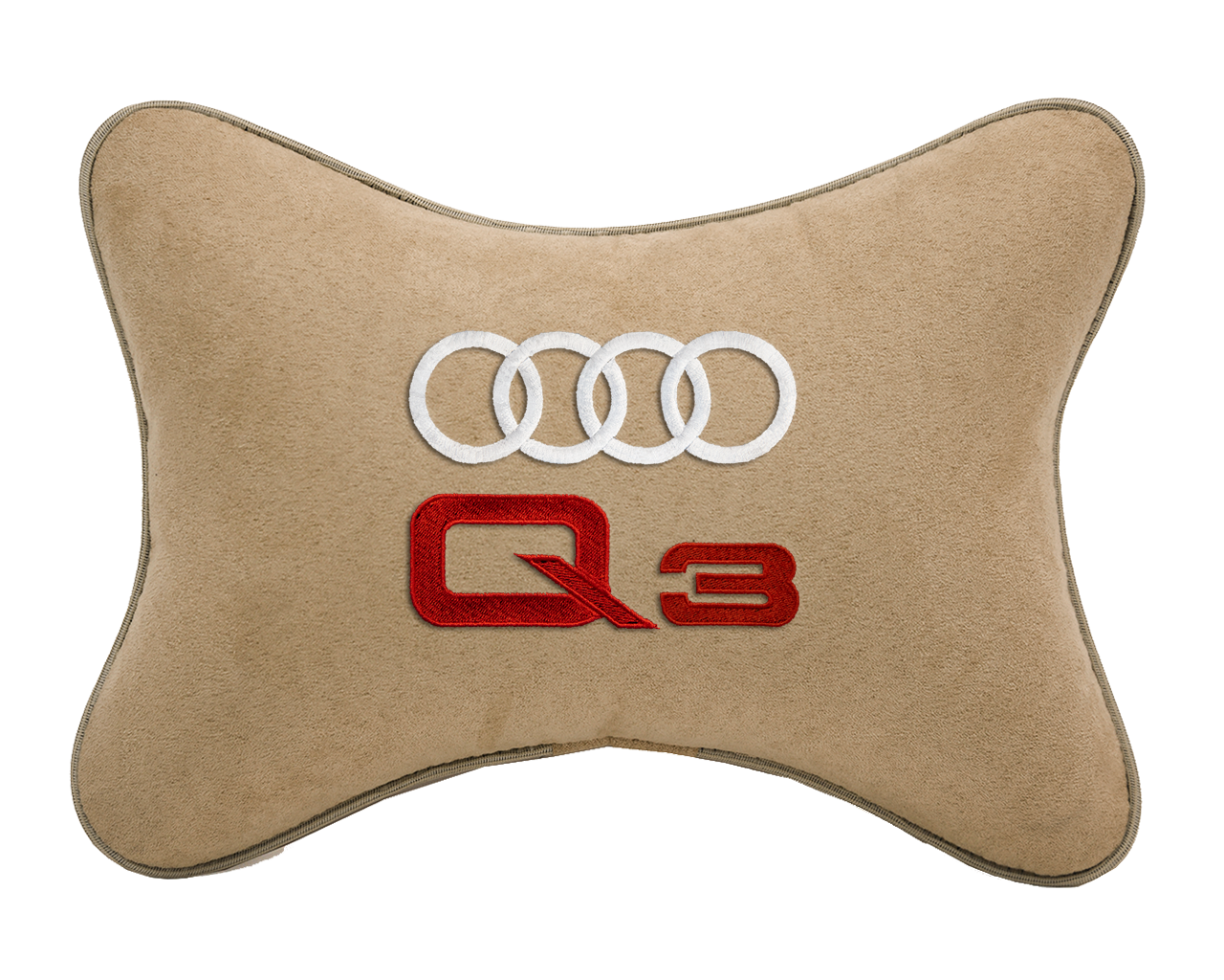 Подушка на подголовник алькантара Beige с логотипом автомобиля AUDI Q3