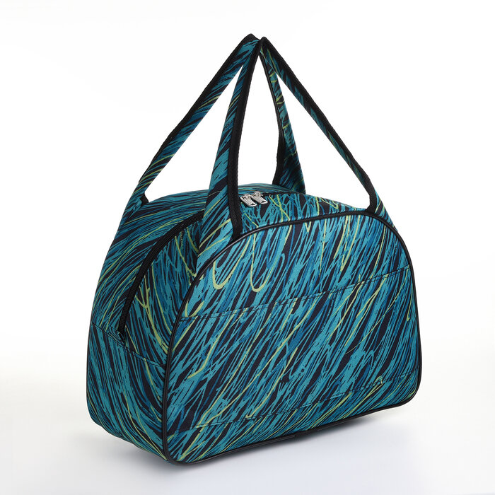 фото Сумка дорожная на молнии, держатель для чемодана, цвет бирюзовый