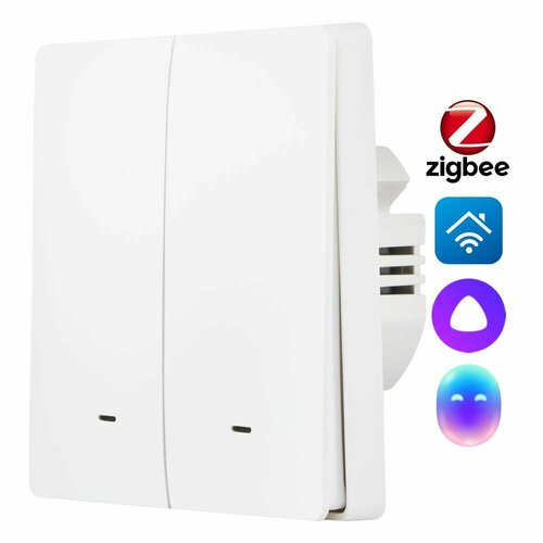 Выключатель HOMMYN настенный zigbee 2 клавиши (без нейтрали) SWZBNN02W
