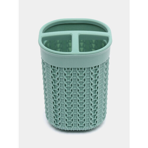 Стакан подставка держатель для зубных щеток и пасты с разделителем Вязание 799₽