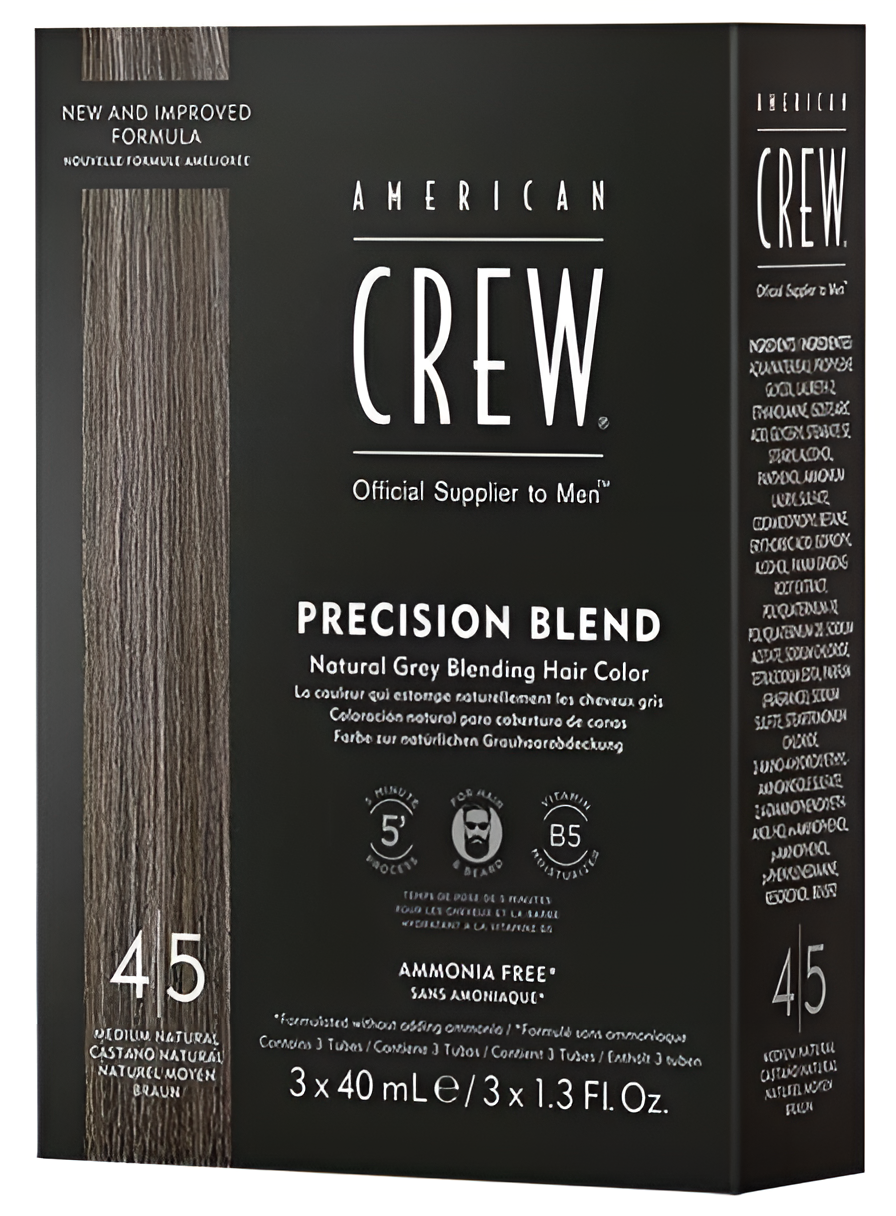 American Crew Precision Blend краска-камуфляж для седых волос, 4/5 средний натуральный, 120 мл