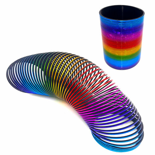 Пружинка Радуга Шагающая 7.5х10 см. Slinky. Игрушка антистресс голографические полосы Слинки. Радужная спираль.