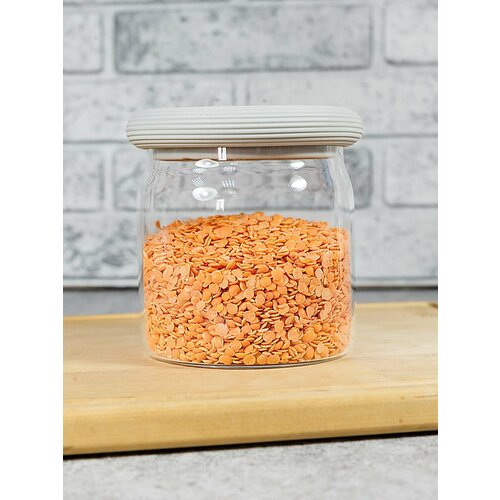Банка для хранения с крышкой 400ml серая 713₽